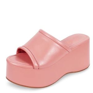 Blush pink high platform wedges size 9